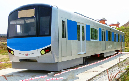Mô hình tàu metro số 1 được trưng bày tại Quận 9. Ảnh VOV
