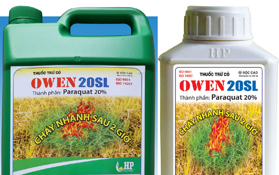 Thuốc trừ cỏ nhãn hiệu Owen- 20 SL mà chị Huế sử dụng để ép 2 con uống trong vụ thảm án ở Hải Dương