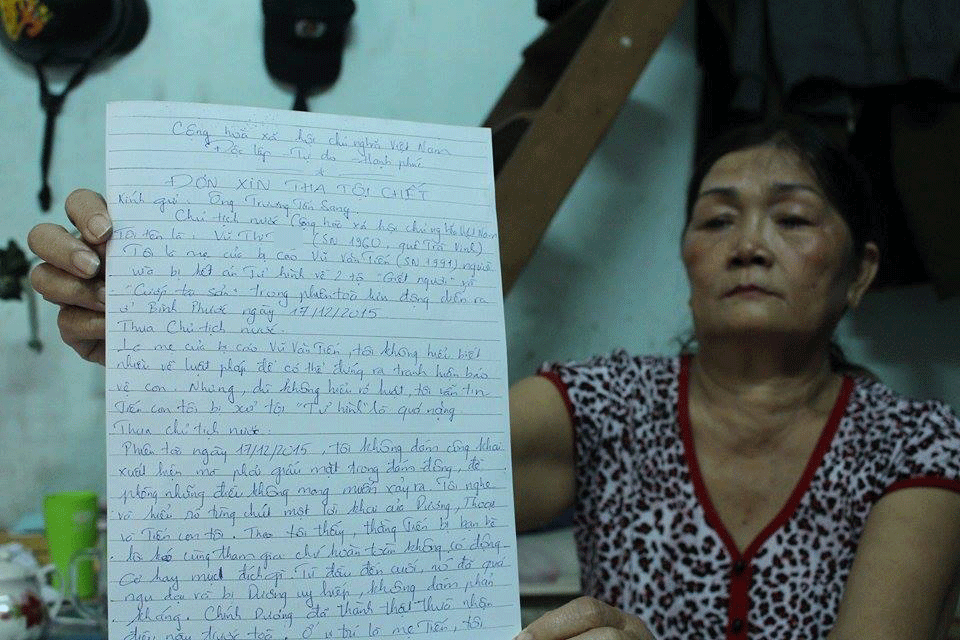 Mẹ Vũ Văn Tiến làm đơn xin tha án tử cho con