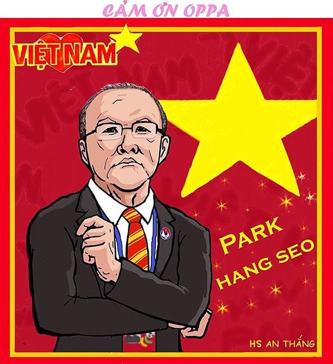 Tờ Hanbook Ilbo đăng tải bức tranh cảm ơn HLV Park Hang-seo được vẽ bởi một họa sĩ Việt Nam