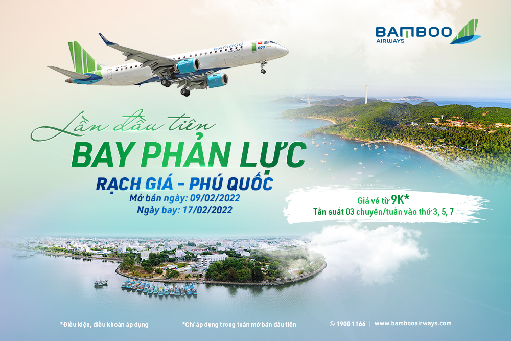 Bamboo Airways mở bán vé bay Rạch Giá