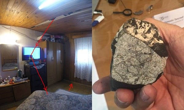 Một mảnh thiên thạch rơi xuống Uruguay hồi tháng trước. Ảnh: 9gag.com