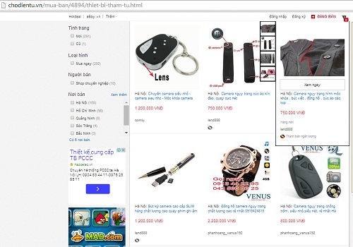 chợ online bán tràn lan thiết bị nghe lén