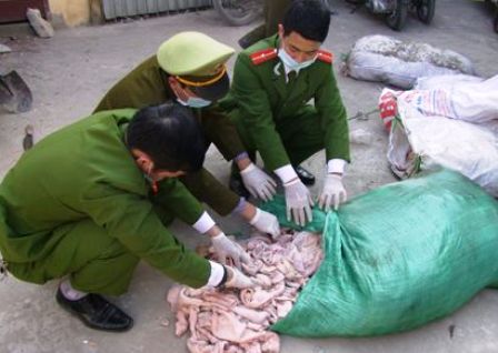 Công An Thanh Hóa bắt giữ ô tô trở 550kg bì lợn bị ôi thiu biến màu trên đường tiêu thụ