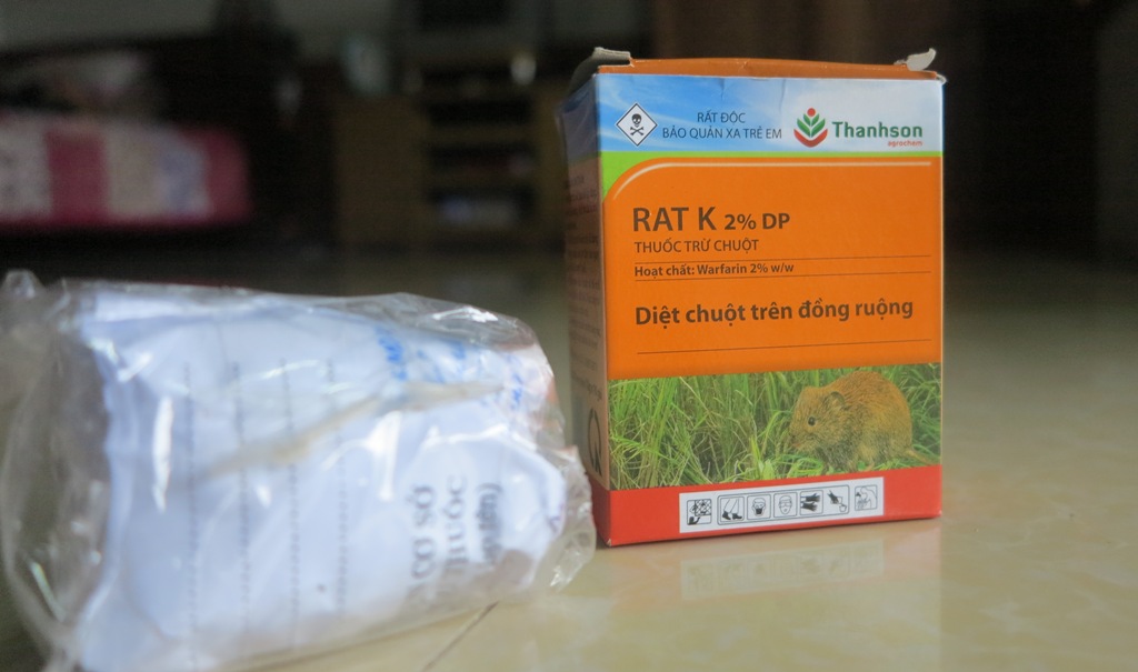 Sản phẩm thuốc diệt chuột nhãn hiệu RAT K 2 % của công ty Thanh Sơn Hóa Nông