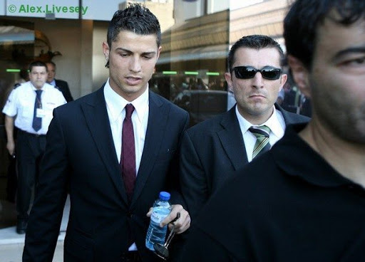 Cristiano Ronaldo with bodyguard at World Cup 2014