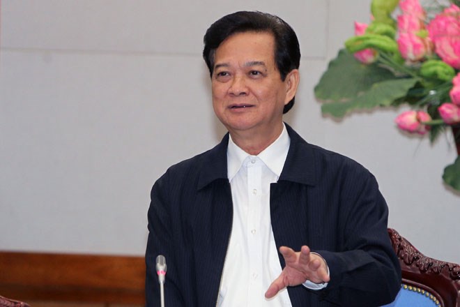Thủ tướng Nguyễn Tấn Dũng dự Hội nghị trực tuyến với các địa phương tổng kết năm 2014 và triển khai kế hoạch năm 2015. Ảnh: Laodong