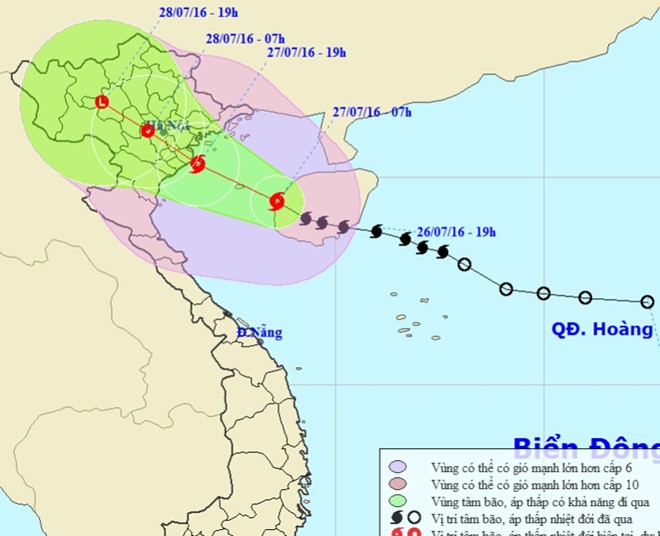Tin bão mới nhất cho hay, vùng tâm bão số 1 sẽ ảnh hưởng trực tiếp đến vùng từ Nam Quảng Ninh đến Bắc Thanh Hóa
