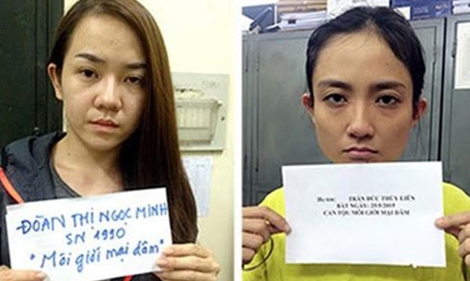 Hai ‘tú bà’ Trần Đức Thùy Liên (phải) và Đoàn Thị Ngọc Minh (trái) theo bản tin pháp luật online 24h qua