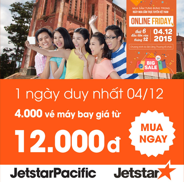 Jetstar Pacific sẽ 'tung' ra 4.000 vé máy bay giá chỉ 12 nghìn đồng/chặng