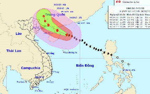 Tin tức mới cập nhật cho biết Bão số 4 cách đảo Hải Nam (Trung Quốc) 130km về phía Đông