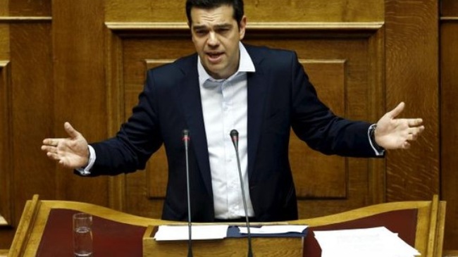 Thủ tướng Alexis Tsipras diễn thuyết tại cuộc biểu quyết ở Quốc hội Hy Lạp