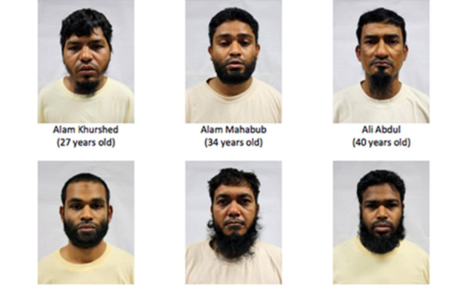 Các đối tượng người Bangladesh bị lực lượng an ninh Singapore bắt giữ