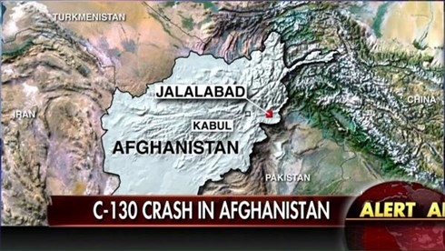 Đồ họa vị trí máy bay vận tải quân sự Mỹ C-130 rơi ở Afghanistan