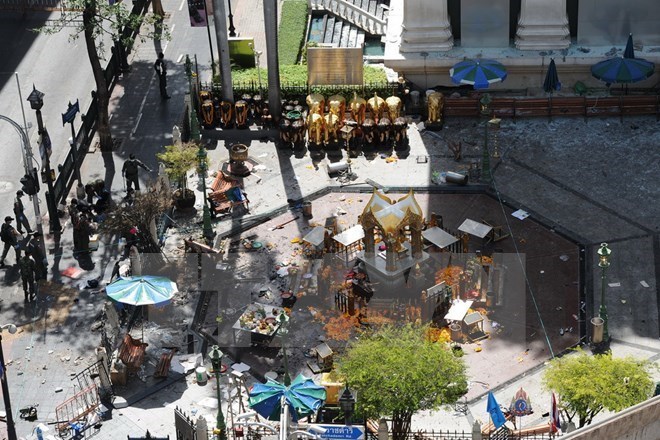 Hiện trường vụ nổ bom ngoài đền thờ Erawan ở Bangkok ngày 18/8