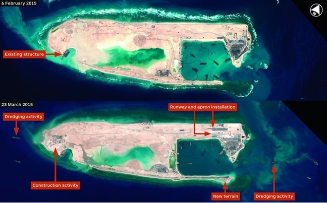 Hình ảnh vệ tinh cho thấy Trung Quốc đẩy mạnh xây dựng trái phép tại Đá Chữ Thập