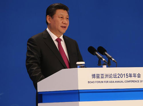 Chủ tịch Trung Quốc phát biểu tại Diễn đàn Bác Ngao hôm nay. Ảnh: Xinhua