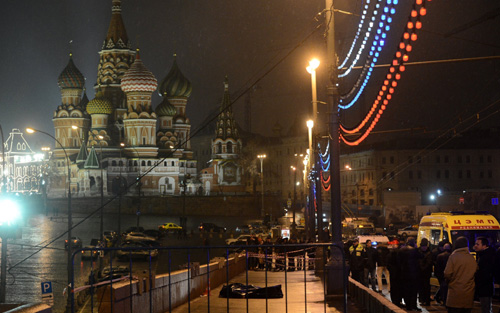 Hiện trường nơi xảy ra vụ ám sát ông Boris Nemtsov