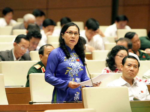 Đại  biểu Đặng Thị Kim Chi (Phú Yên) phát biểu trong buổi họp Quốc hội