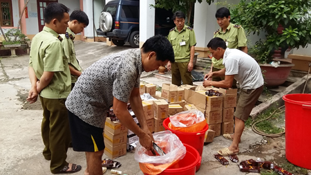Trong những tin tức pháp luật online mới nhất hôm nay có vụ tiêu hủy 1.600 hộp mỹ phẩm nhập lậu ở Bắc Giang