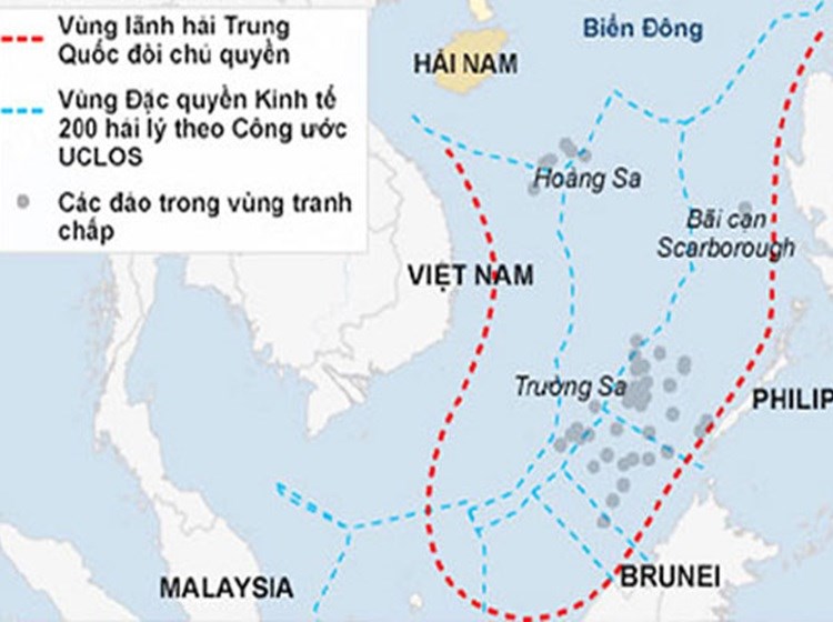 ‘Đường lưỡi bò’ phi lý mà Trung Quốc đơn phương áp đặt lên gần như toàn bộ diện tích Biển Đông