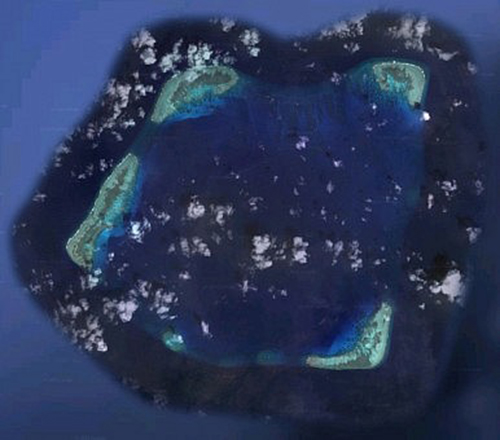 Ảnh chụp bãi Hải Sâm thuộc quần đảo Trường Sa của Biển Đông từ vệ tinh