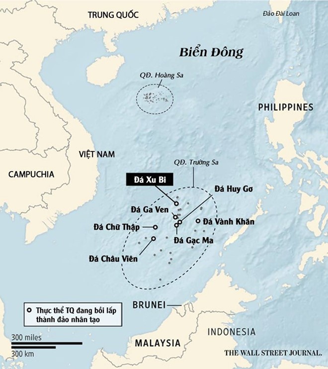 Trung Quốc bồi lấp trái phép 7 thực thể tại quần đảo Trường Sa của Biển Đông Việt Nam