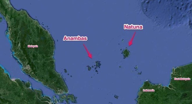 Quần đảo Natuna ở phía Nam Biển Đông, giữa bán đảo Mã Lai và đảo Borneo