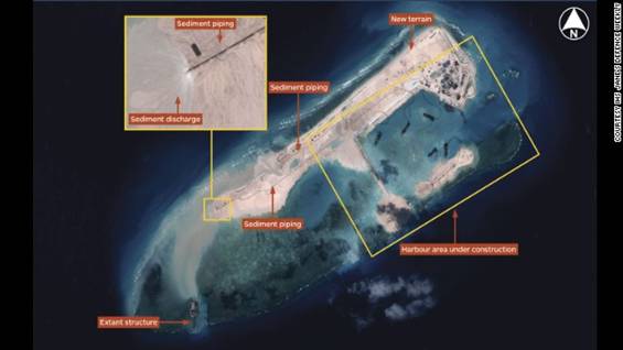Ảnh vệ tinh cho thấy các hoạt động của Trung Quốc cải tạo Đá Chữ Thập thuộc Biển Đông Việt Nam