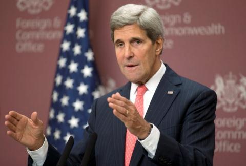 Ngoại trưởng Mỹ John Kerry phát biểu tại Oslo ngày 15/6. Ảnh: Reuters