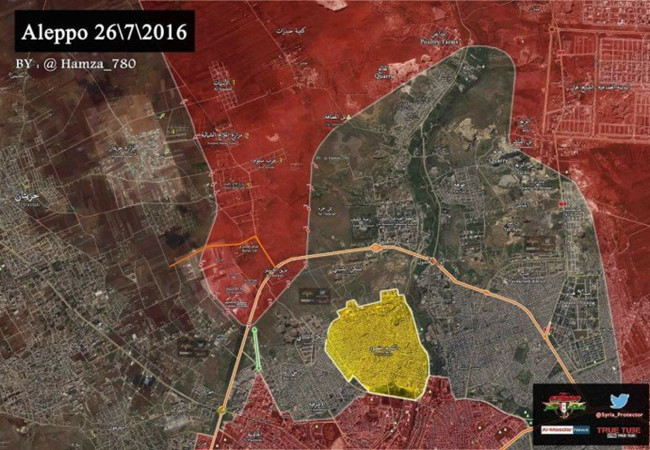 Bản đồ phần diện tích cuối cùng của lực lượng Hồi giáo cực đoan trước khi quân đội Syria hoàn toàn đóng cửa Aleppo, theo tình hình chiến sự Syria mới cập nhật 