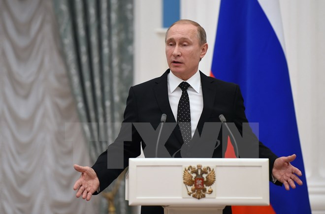 Tổng thống Nga Vladimir Putin phát biểu tại một cuộc họp báo ở thủ đô Moskva ngày 26/11