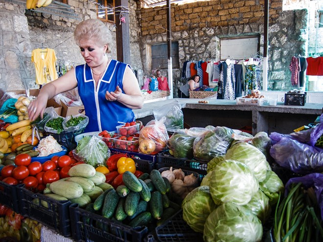 Một khu chợ ở Ukraine 