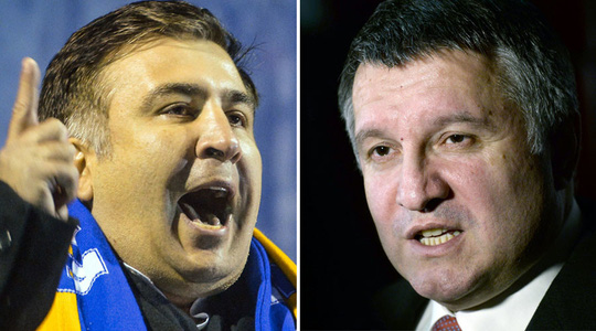 Ông Mikheil Saakashvili (trái) và Arsen Avakov (phải)