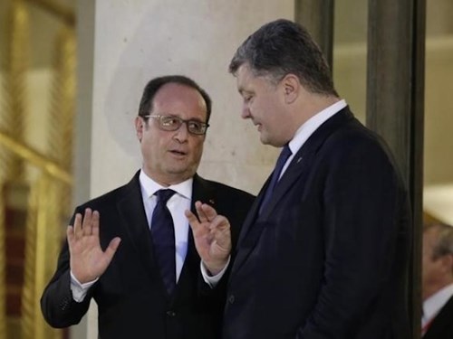 Tổng thống Pháp Francois Hollande và Tổng thống Ukraine Petro Poroshenko