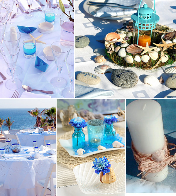 Màu trắng và màu xanh là lựa chọn lý tưởng cho việc tổ chức tiệc cưới trên biển