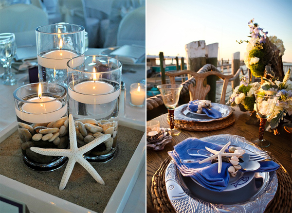 Tổ chức tiệc cưới trên biển thêm hương vị biển với những chi tiết vỏ sò vỏ ốc