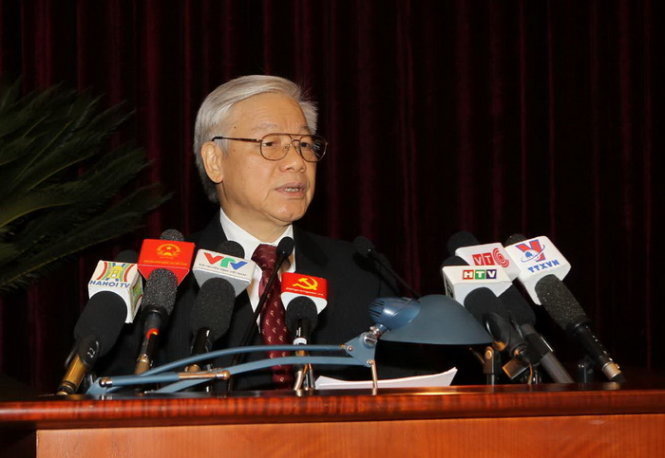 Tổng Bí thư Nguyễn Phú Trọng phát biểu khai mạc Hội nghị Trung ương lần thứ 12 (khóa XI)