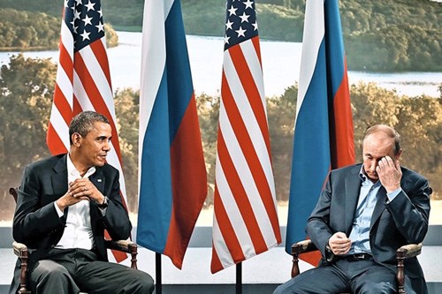 Tổng thống Mỹ Obama và Tổng thống Nga Putin tại hội nghị G8 ở Bắc Ireland năm 2013