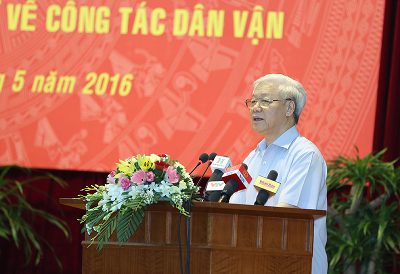 Tổng Bí thư Nguyễn Phú Trọng tới dự và chỉ đạo Hội nghị Hội nghị toàn quốc về công tác dân vận
