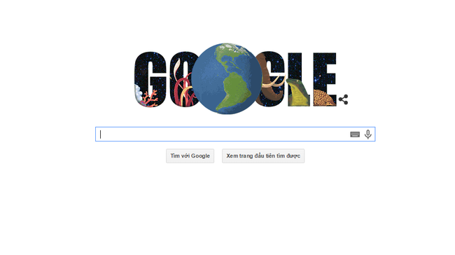 Người dùng có thể chơi trắc nghiệm vui ngày Trái Đất ngay trên trang chủ Google
