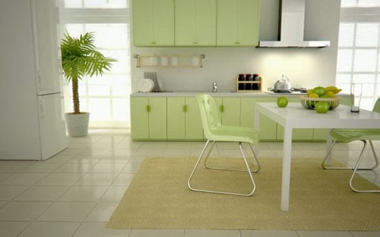Trang trì bếp với nội thất mang sắc màu thiên nhiên