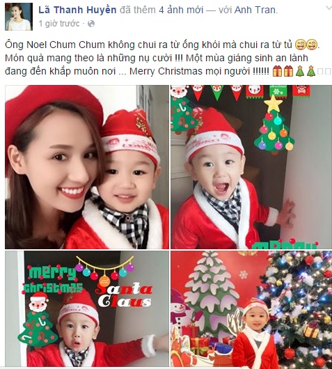 Con trai Lã Thanh Huyên và mẹ đón giáng sinh