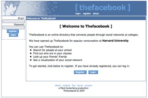 giao diện facebook 2004