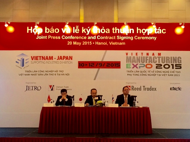 Triển lãm Công nghiệp hỗ trợ Việt Nam – Nhật Bản lần thứ 6 và Triển lãm quốc tế về công nghệ chế tạo phụ tùng công nghiệp tại Việt Nam (Vietnam Manufacturing Expo 2015) sẽ đồng thời diễn ra từ ngày 10-12/9/2015 tại Hà Nội