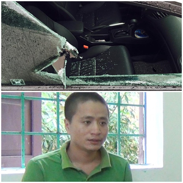 Vương Văn Long và chiếc xe ô tô nhóm đối tượng này đập vỡ
