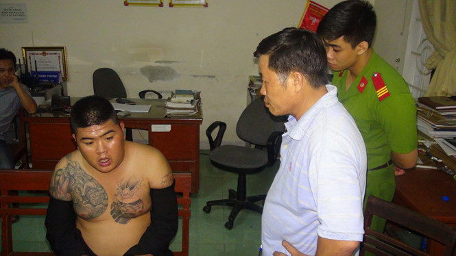 Trần Anh Đô, một trong những người tham gia vụ côn đồ truy sát nhau bị công an bắt giữ