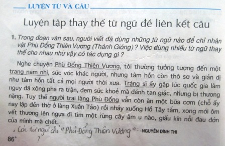 Sách Tiếng Việt lớp 5 cũng có đoạn văn tương tự