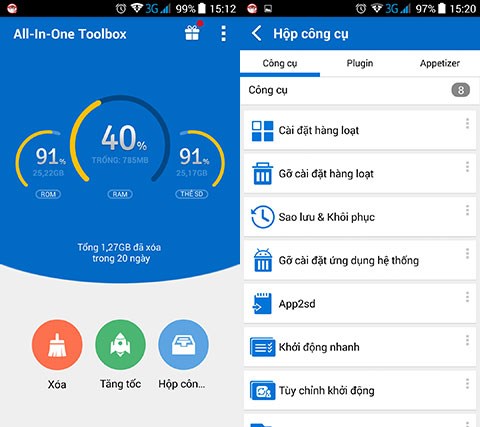 All-In-One Toolbox là ứng dụng hay cung cấp rất nhiều công cụ dọn dẹp