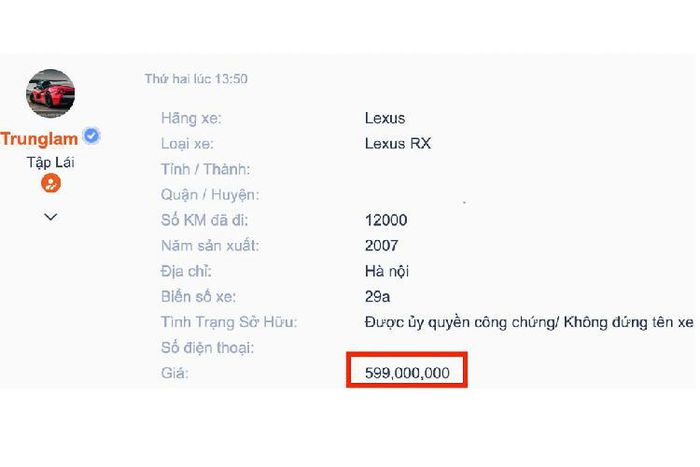 'Sốc': Một chiếc Lexus hạng sang được rao bán chưa tới 600 triệu đồng tại Hà Nội